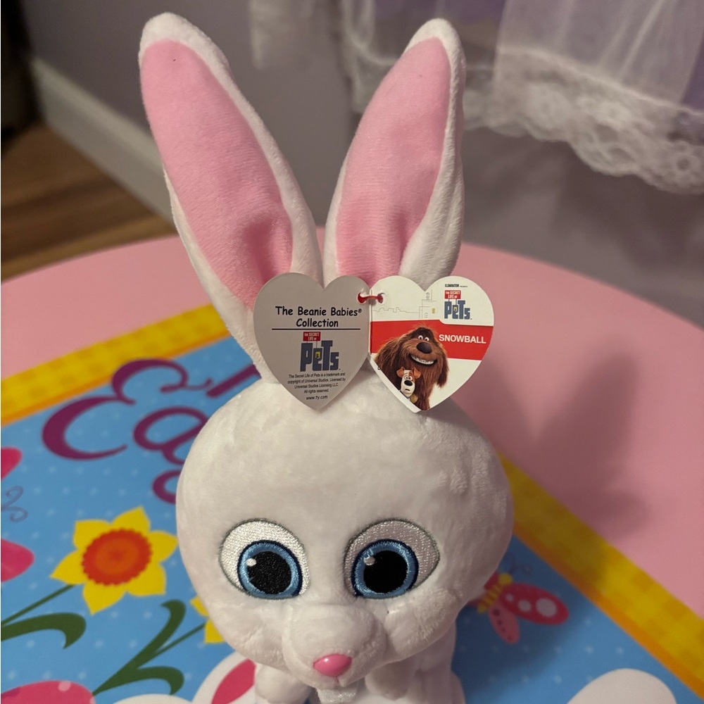 Ty White Bunny Plush “Snowball”from the Disney Secret Lives of Pets movie. NWT - Picture 2 of 5